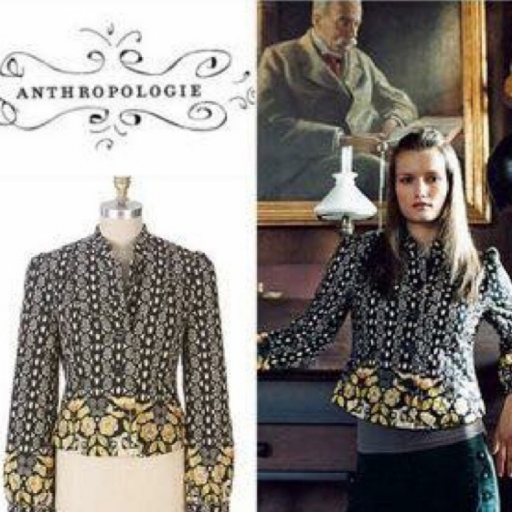 Anthropologie Elevenses Quilted Folk Art Jacket with Corded Loop Trim Detail 4 - Picture 2 of 11
